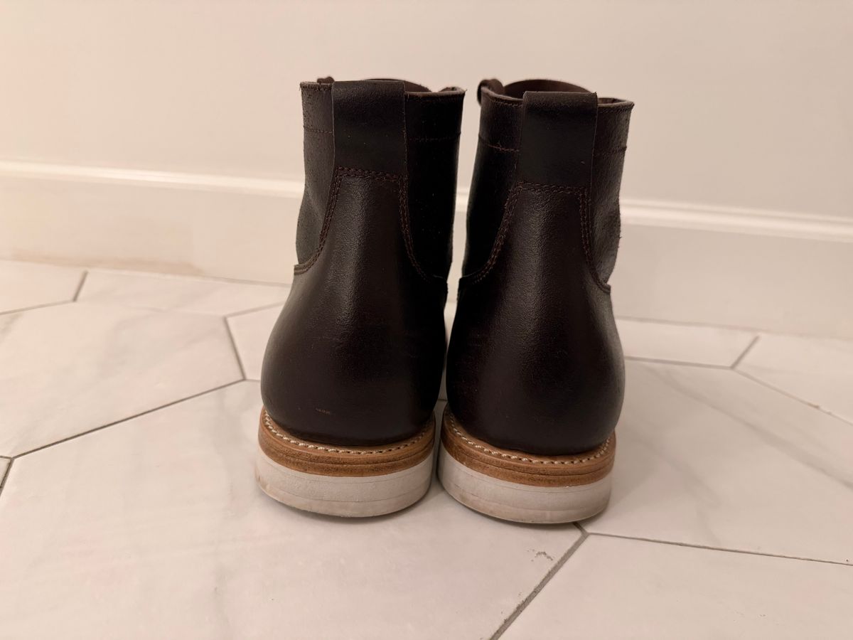 Photo by sorrick on November 2, 2025 of the Caswell Boot Company Eckington in Horween Dark Brown Waxed Flesh.