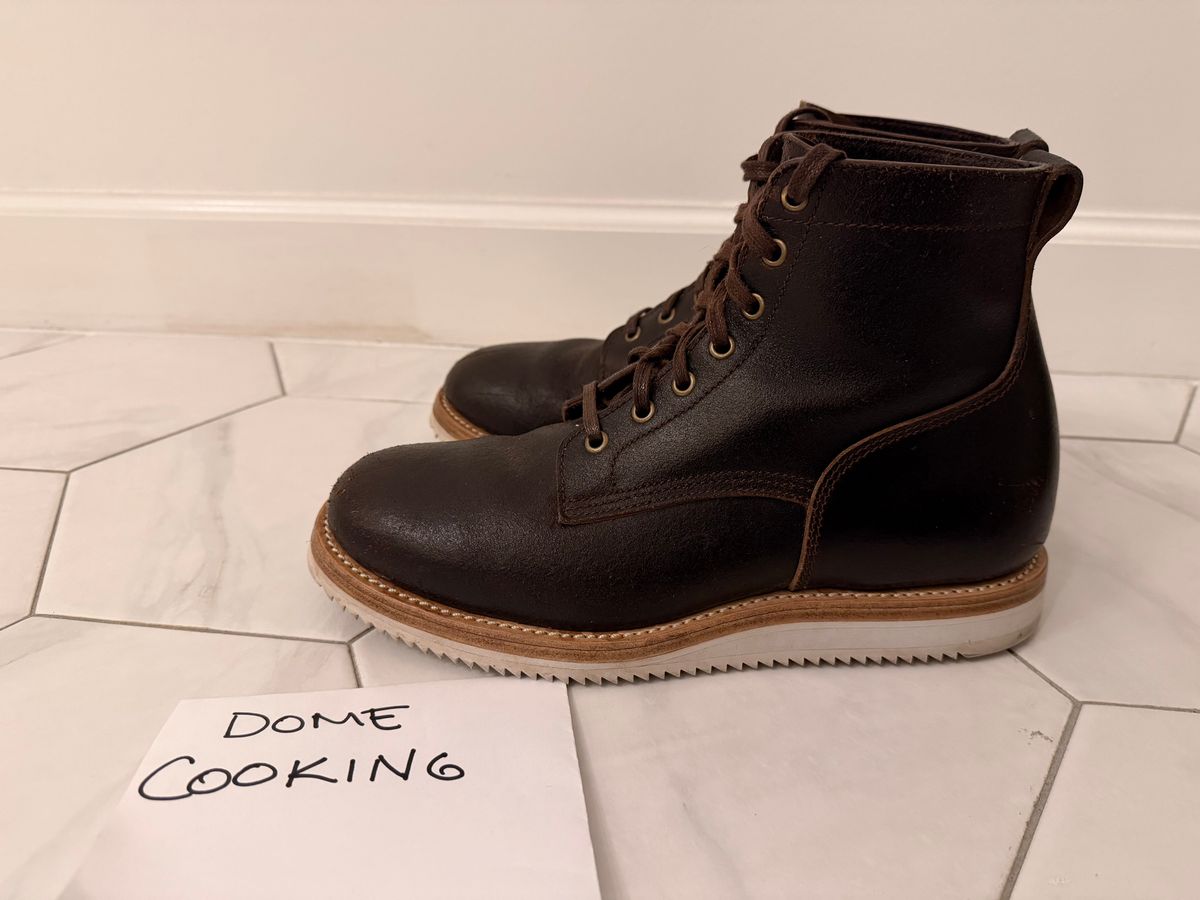 Photo by sorrick on November 2, 2025 of the Caswell Boot Company Eckington in Horween Dark Brown Waxed Flesh.