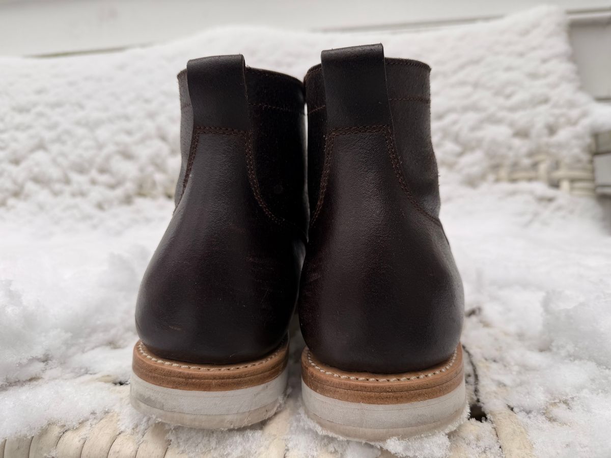 Photo by sorrick on December 5, 2025 of the Caswell Boot Company Eckington in Horween Dark Brown Waxed Flesh.