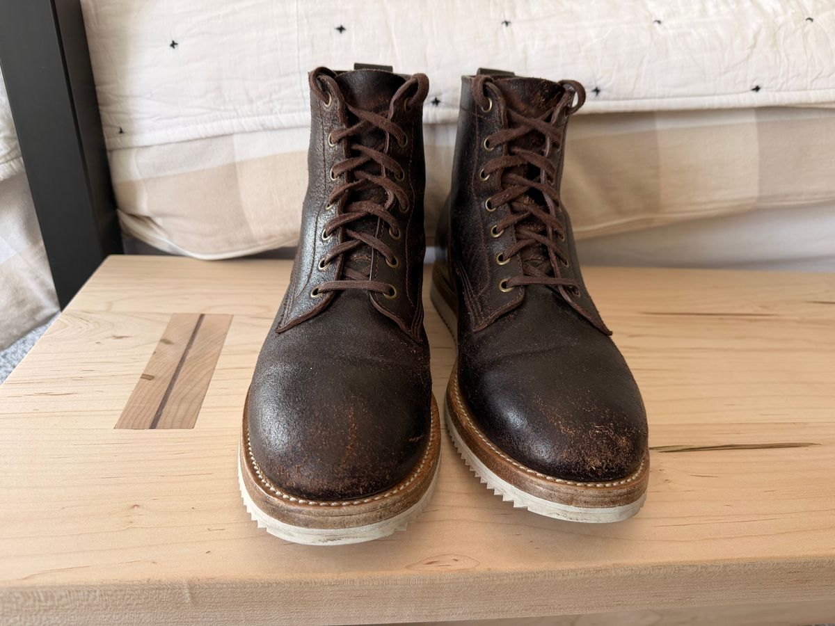 Photo by sorrick on February 4, 2026 of the Caswell Boot Company Eckington in Horween Dark Brown Waxed Flesh.