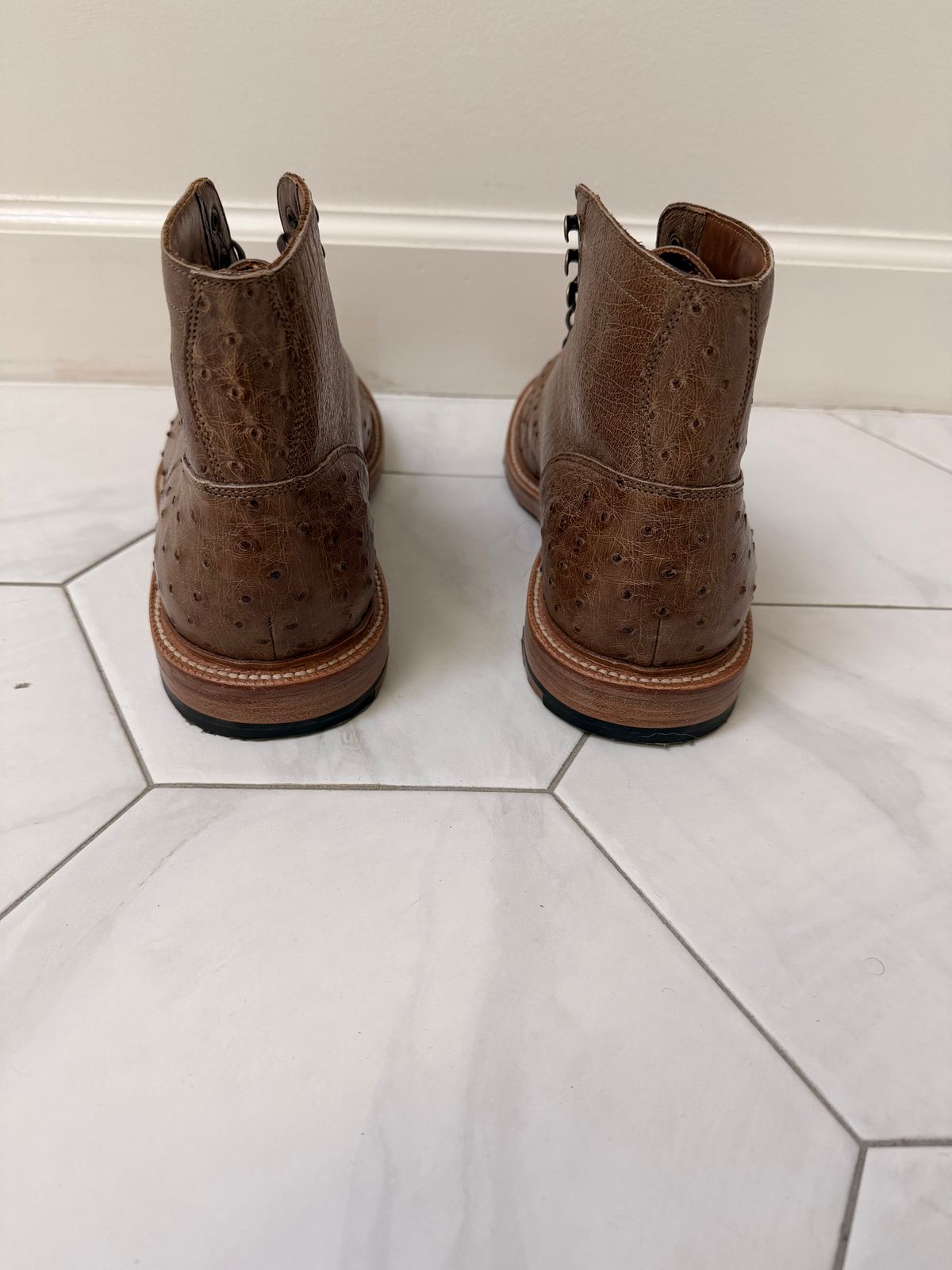 Photo by sorrick on October 2, 2025 of the Grant Stone Diesel Boot in Ranger Ostrich.