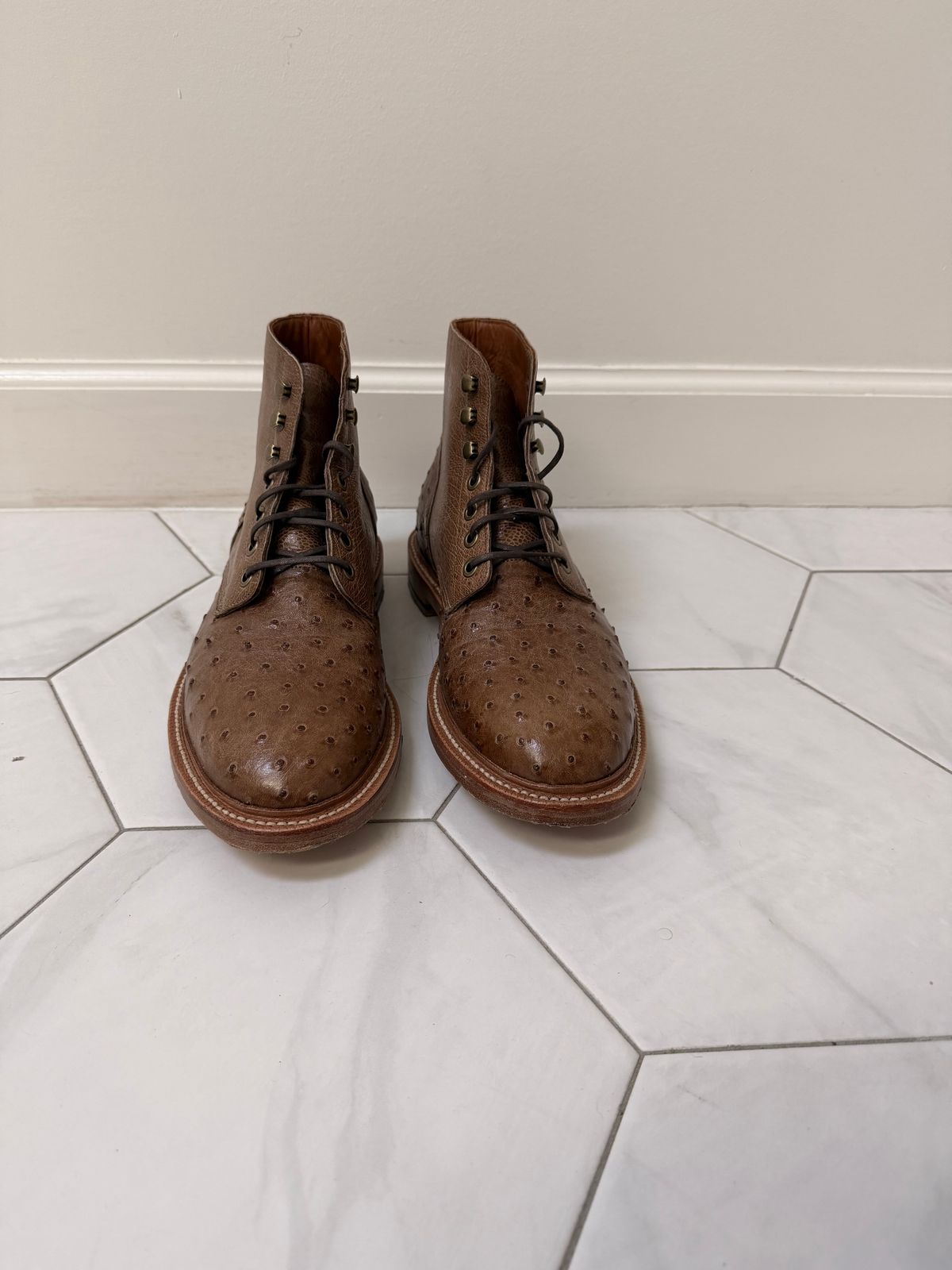 Photo by sorrick on October 2, 2025 of the Grant Stone Diesel Boot in Ranger Ostrich.