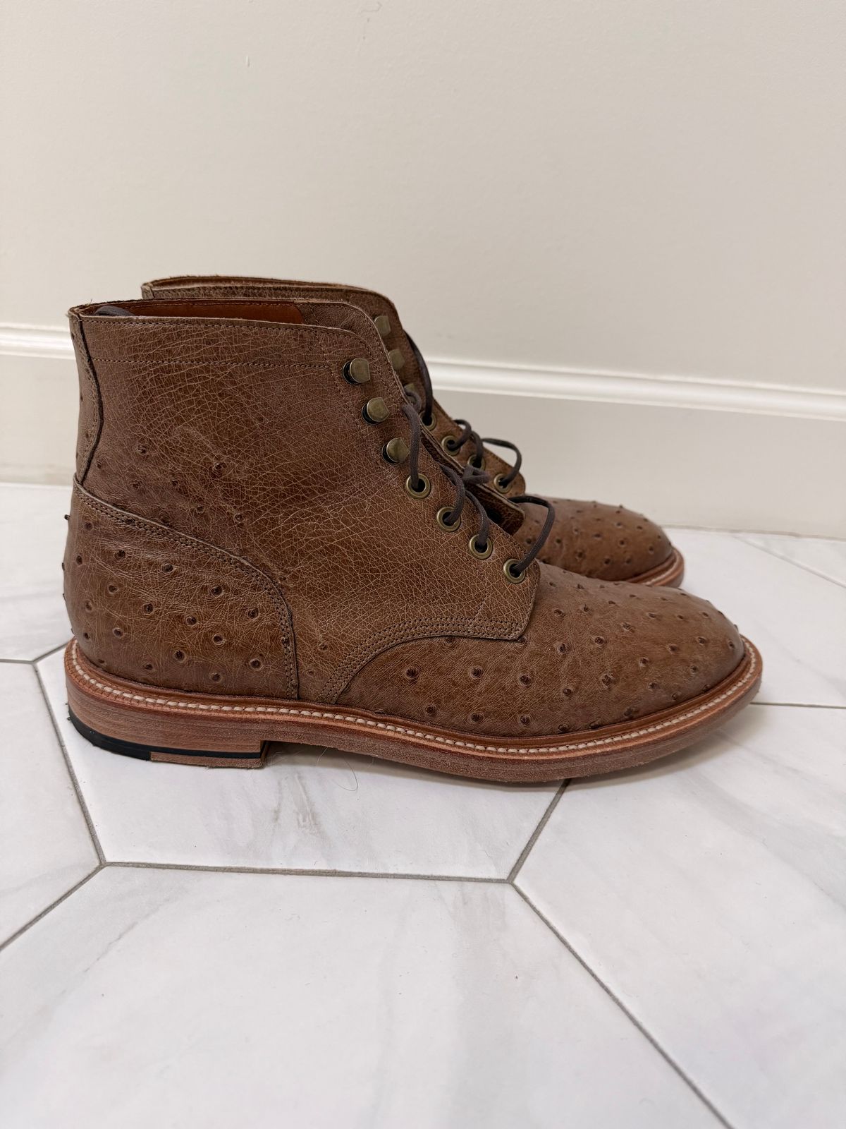 Photo by sorrick on October 2, 2025 of the Grant Stone Diesel Boot in Ranger Ostrich.