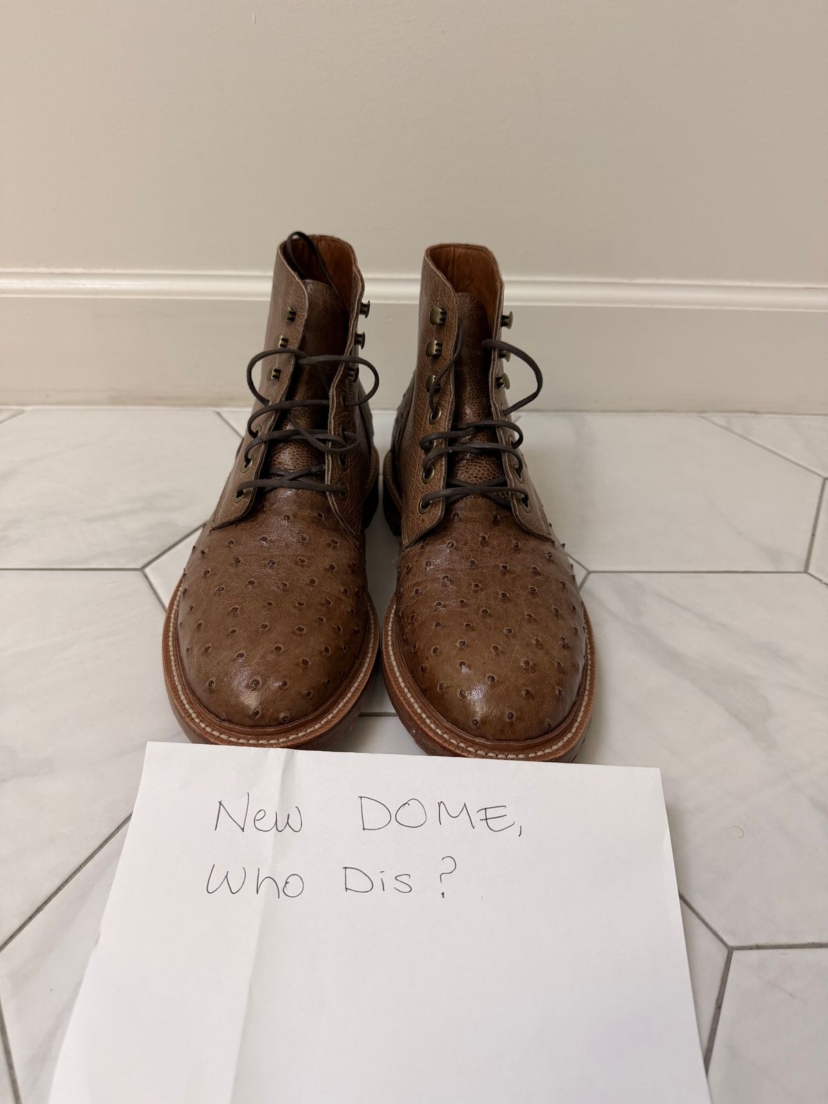 Photo by sorrick on October 2, 2025 of the Grant Stone Diesel Boot in Ranger Ostrich.