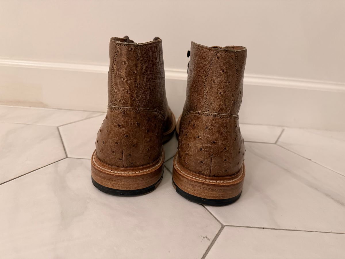 Photo by sorrick on November 2, 2025 of the Grant Stone Diesel Boot in Ranger Ostrich.