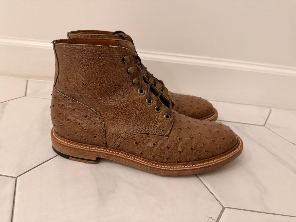 Photo by sorrick on November 2, 2025 of the Grant Stone Diesel Boot in Ranger Ostrich.