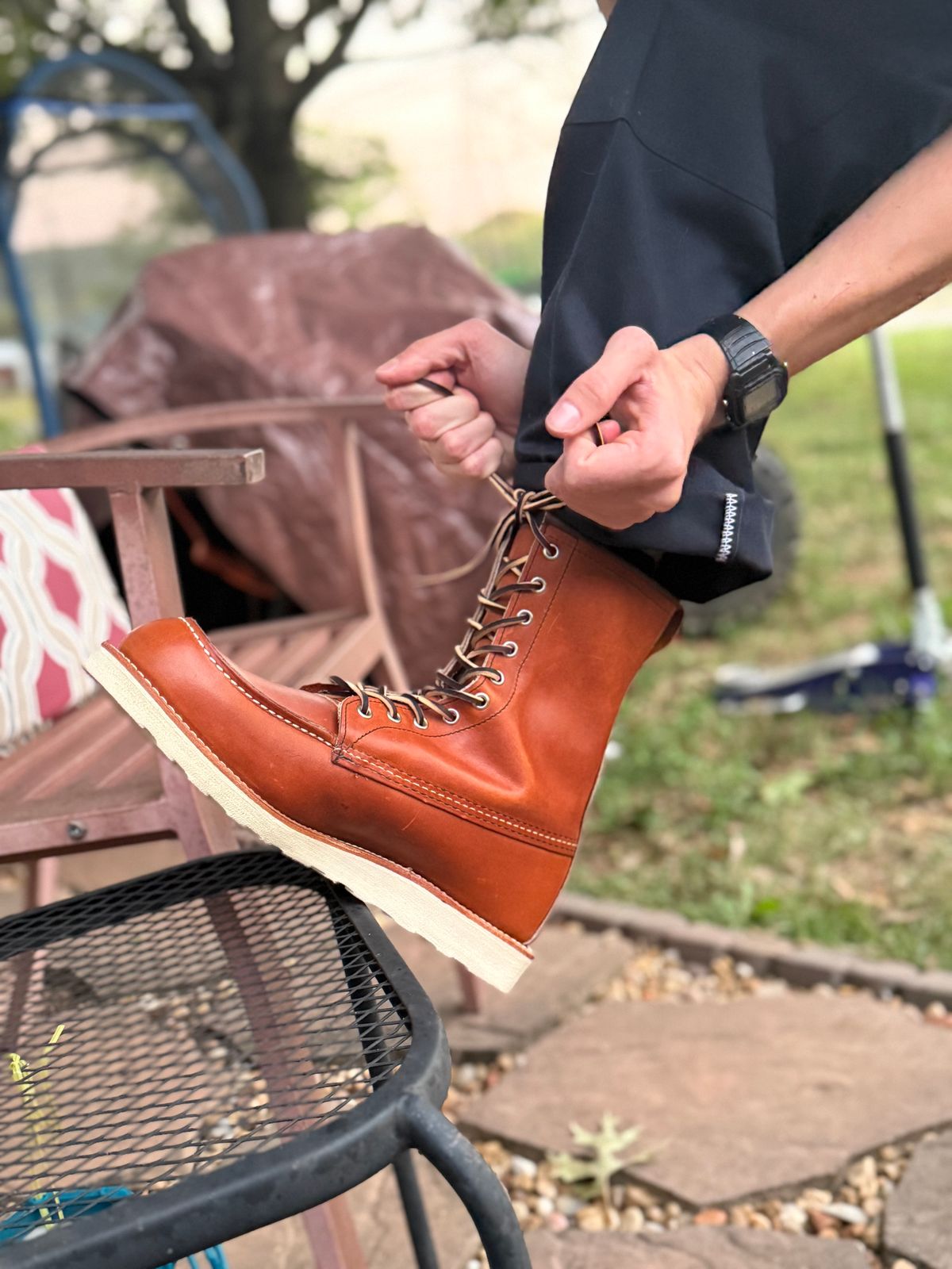 Photo by M_Vaughan on October 2, 2025 of the Red Wing 8-Inch Classic Moc in Oro Legacy Leather.