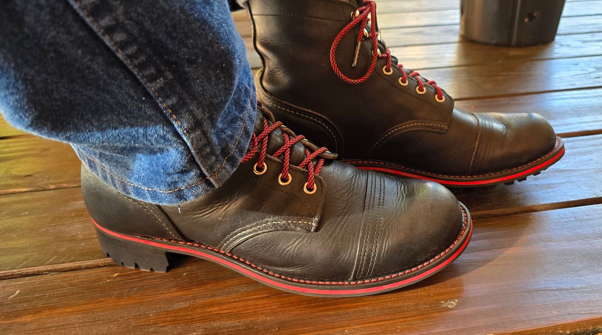 Photo by RobertG on October 23, 2025 of the Red Wing Iron Ranger in Black Harness Leather.