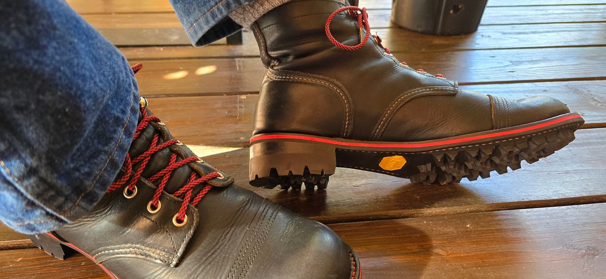 Photo by RobertG on October 23, 2025 of the Red Wing Iron Ranger in Black Harness Leather.