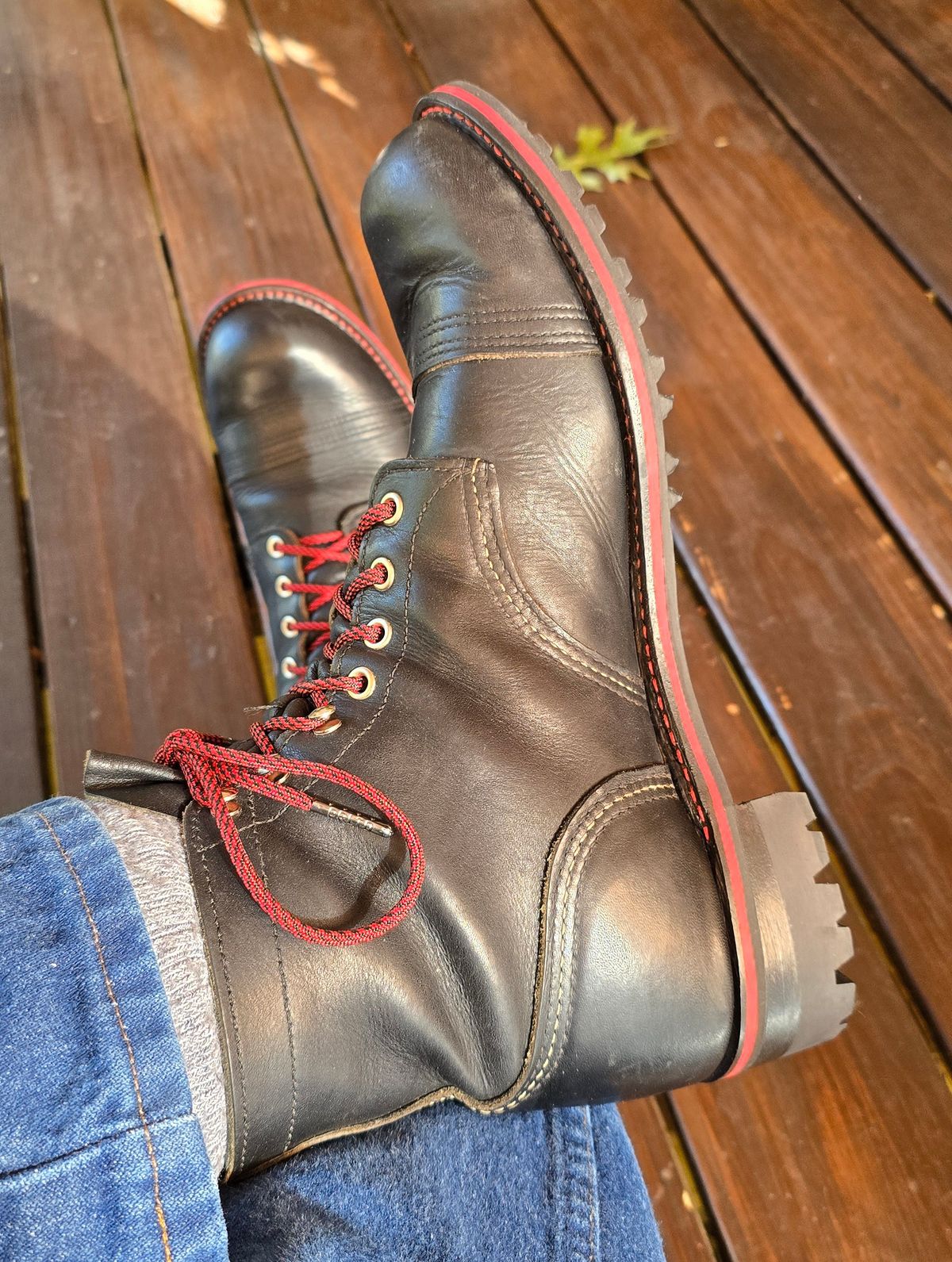 Photo by RobertG on October 23, 2025 of the Red Wing Iron Ranger in Black Harness Leather.