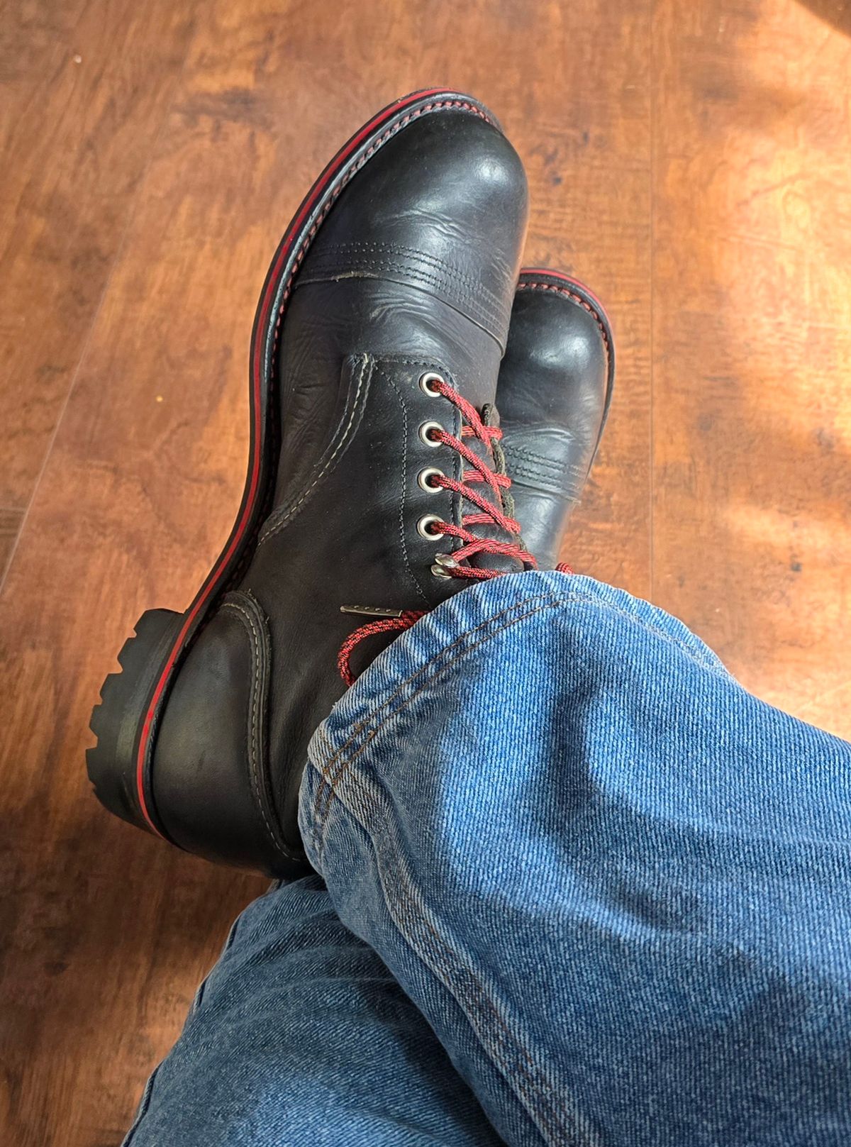Photo by RobertG on October 24, 2025 of the Red Wing Iron Ranger in Black Harness Leather.