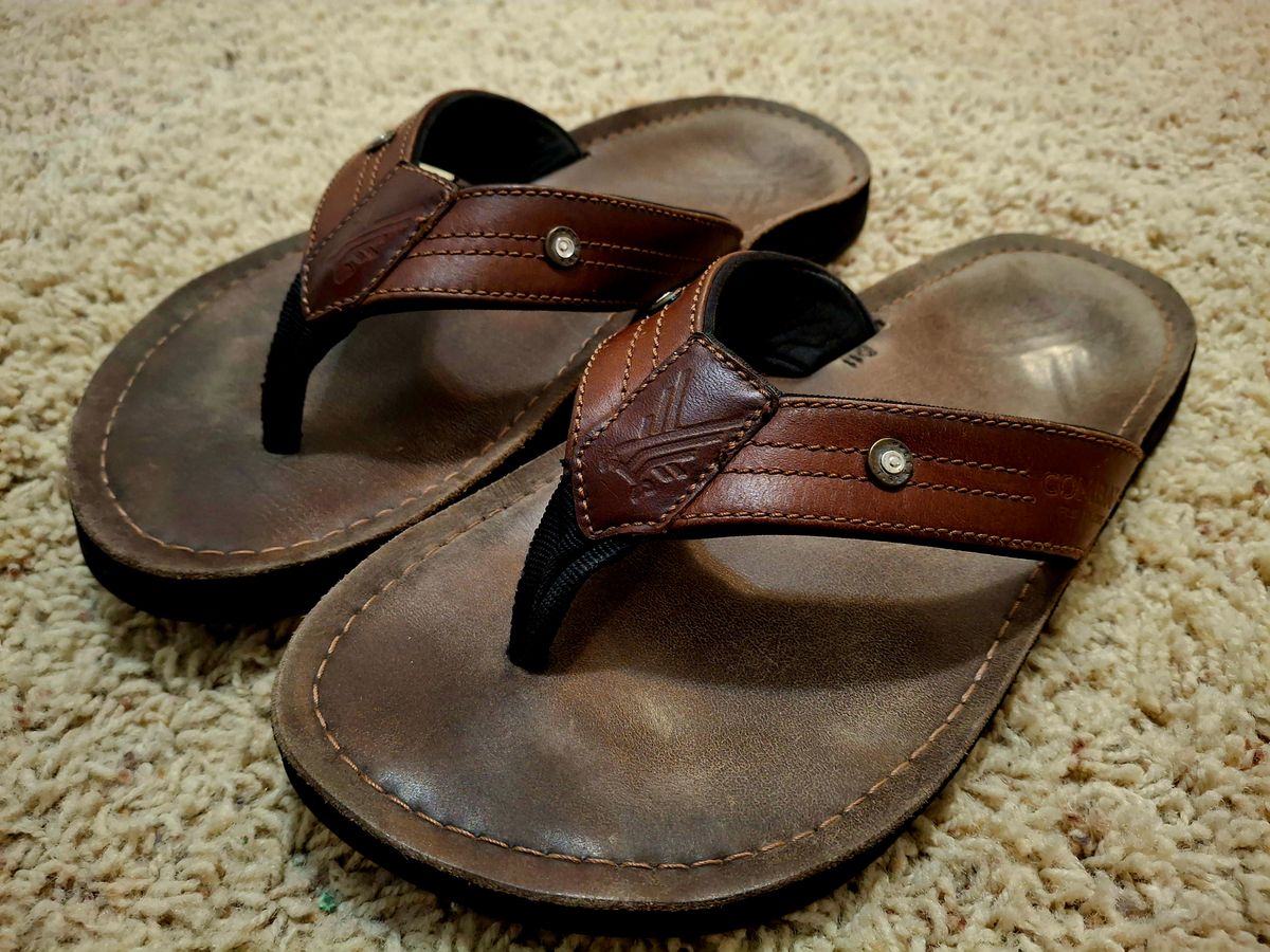 Photo by precision_arc_welding on June 13, 2026 of the Combat Flip Flops Men's AK in Unknown Leather.
