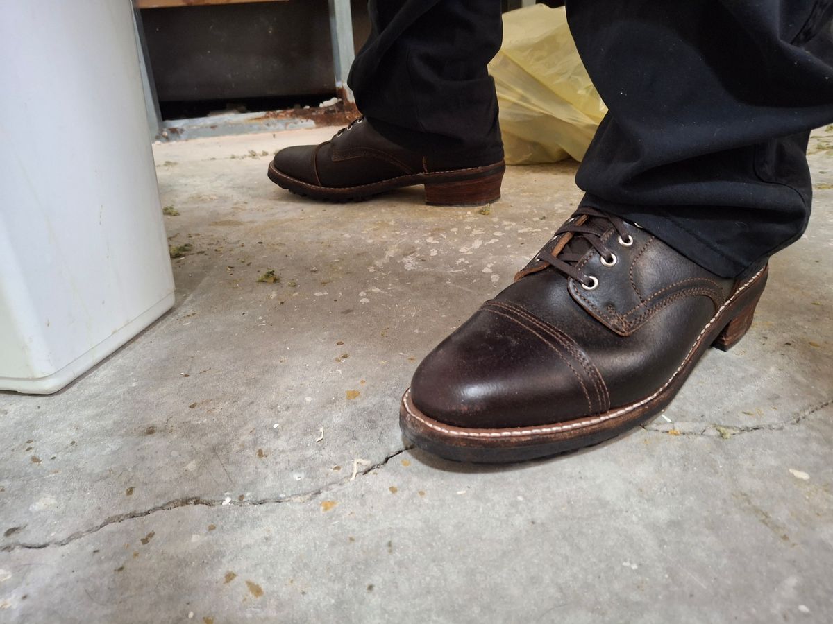 Photo by precision_arc_welding on April 25, 2026 of the Thursday Logger in Horween Waxed Cacao.
