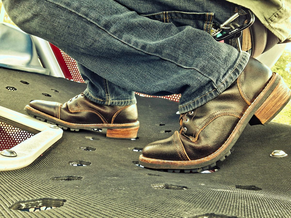 Photo by precision_arc_welding on May 3, 2026 of the Thursday Logger in Horween Waxed Cacao.