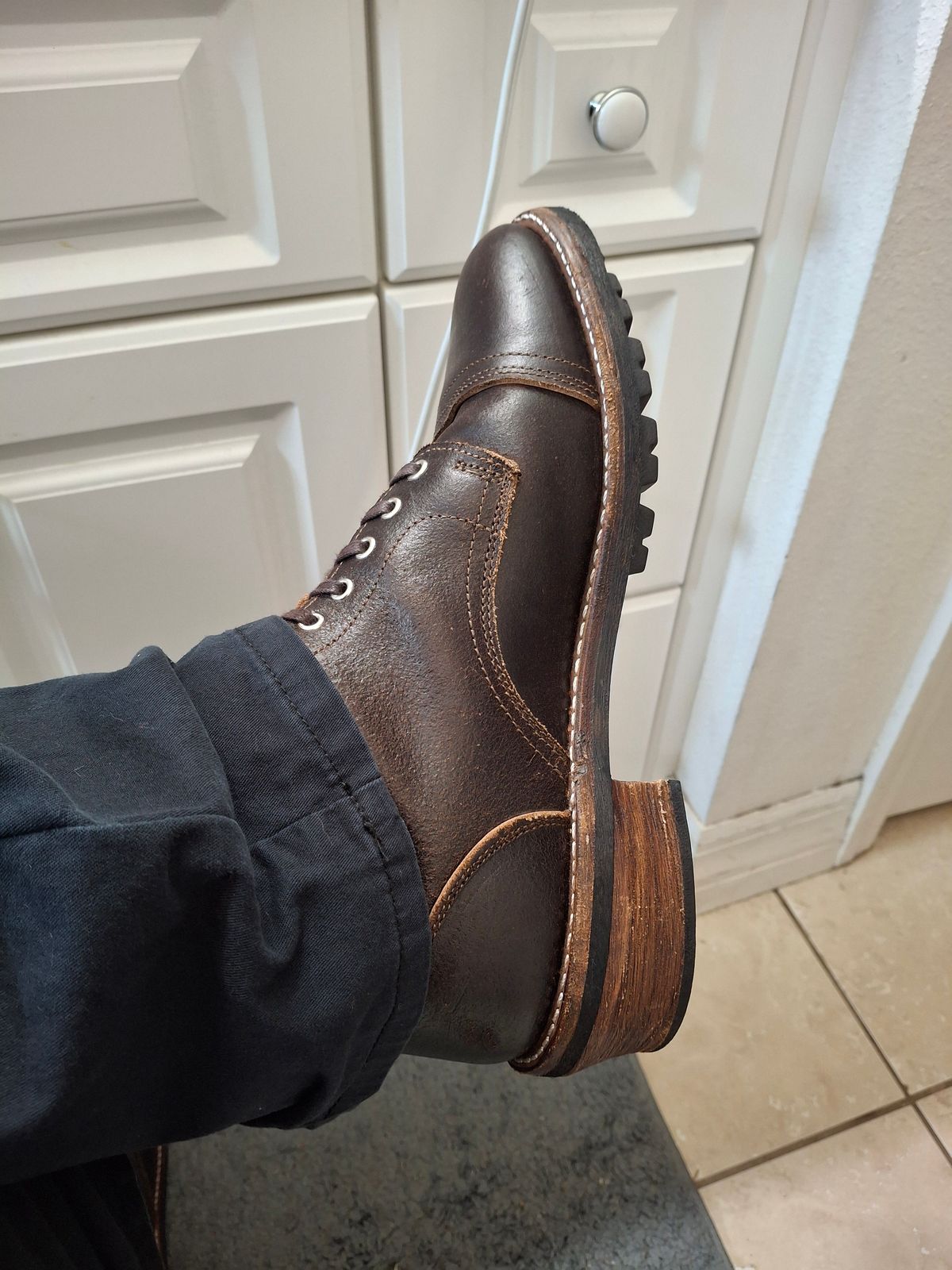 Photo by precision_arc_welding on June 5, 2026 of the Thursday Logger in Horween Waxed Cacao.