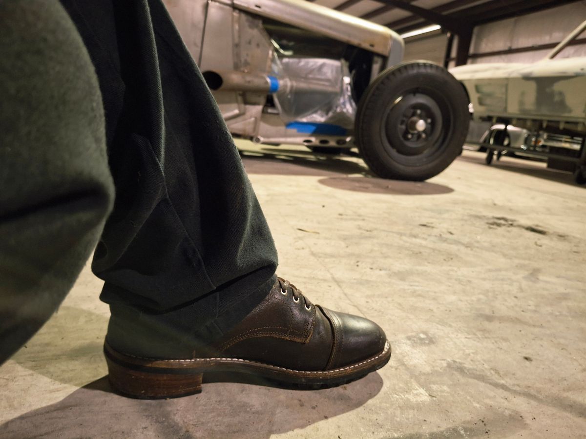 Photo by precision_arc_welding on June 30, 2026 of the Thursday Logger in Horween Waxed Cacao.