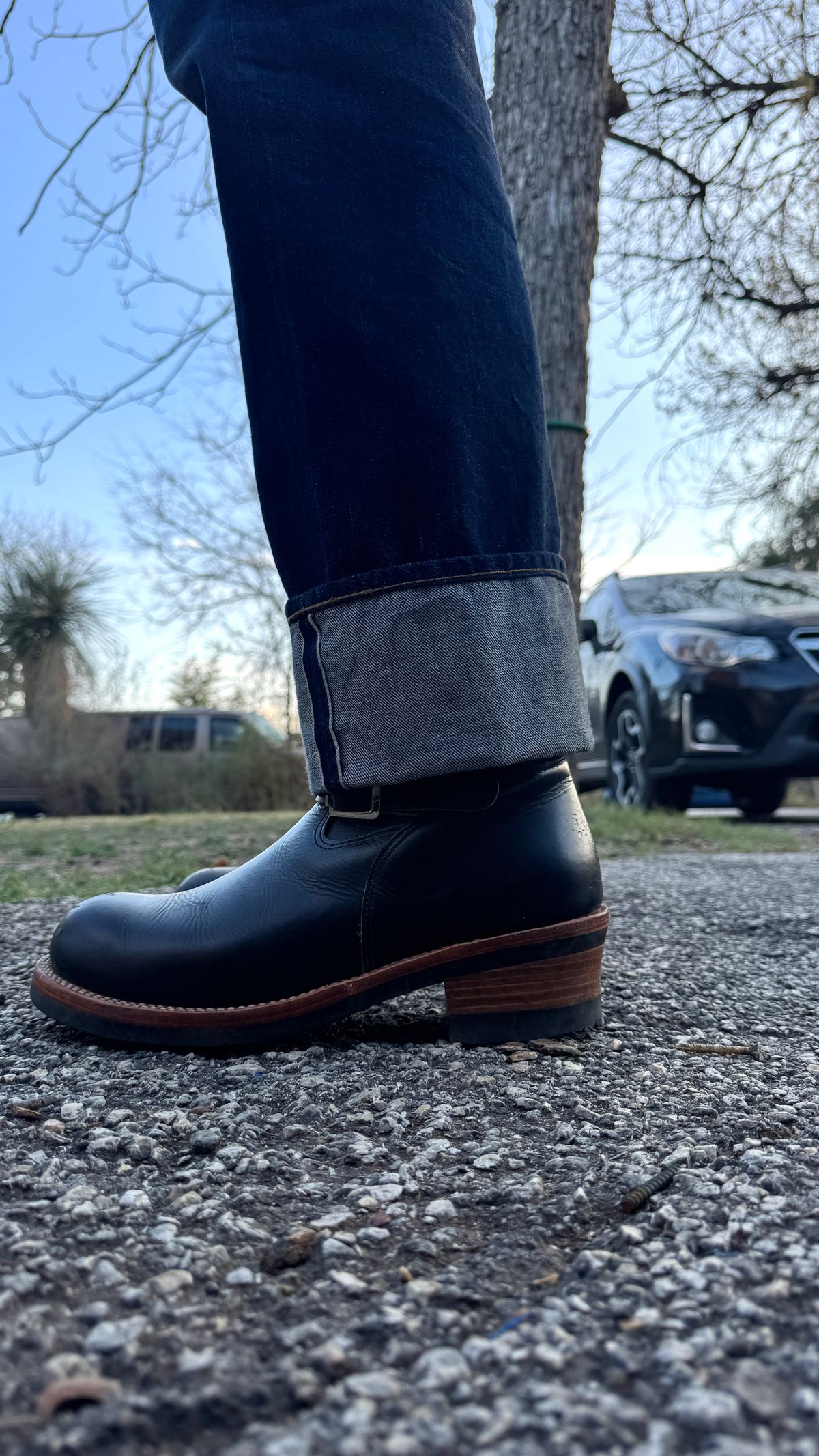 Photo by CountryManners on March 3, 2026 of the Crushonretro 601 Engineer Boot in Tea Core Cowhide.