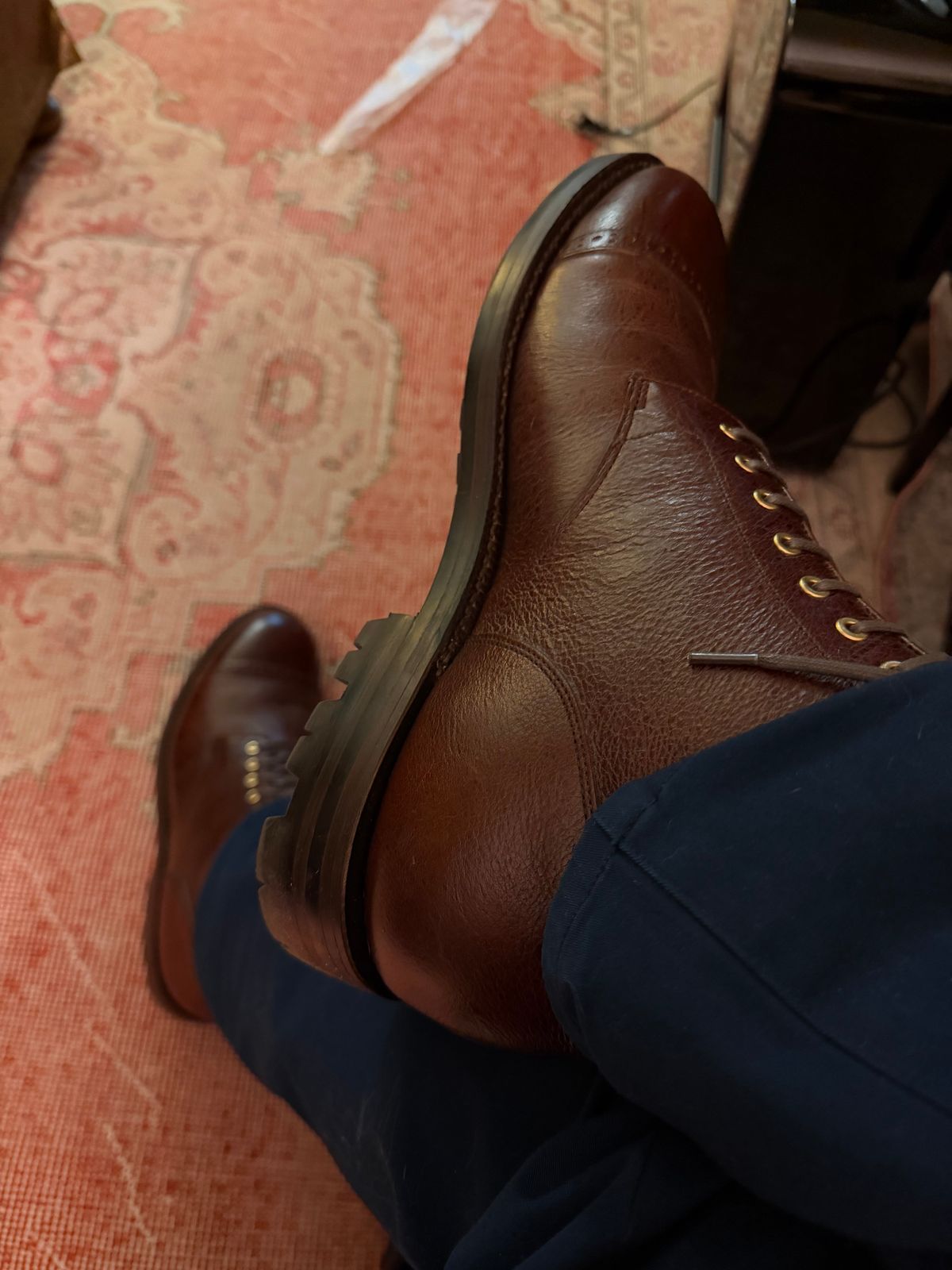 Photo by AndrewBayArea on December 4, 2025 of the Grant Stone Garrison Boot in C.F. Stead Crimson Classic Kudu.