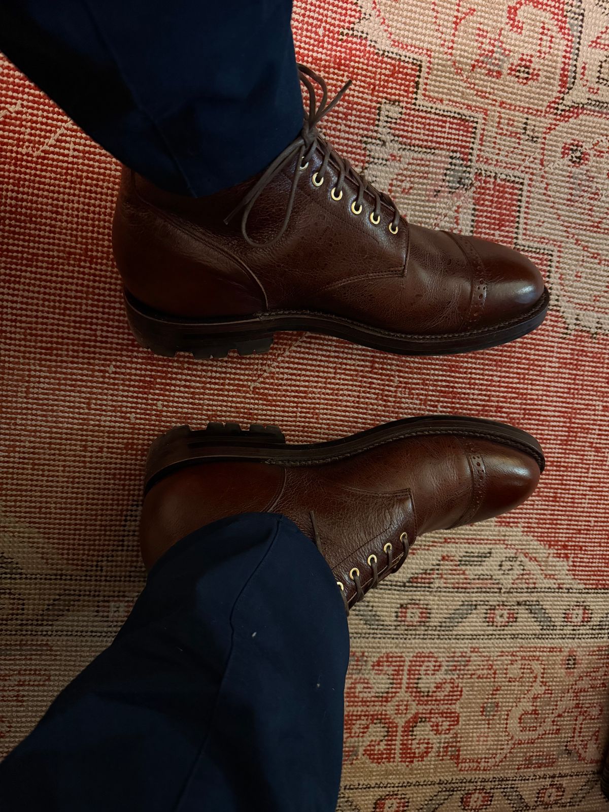 Photo by AndrewBayArea on December 4, 2025 of the Grant Stone Garrison Boot in C.F. Stead Crimson Classic Kudu.