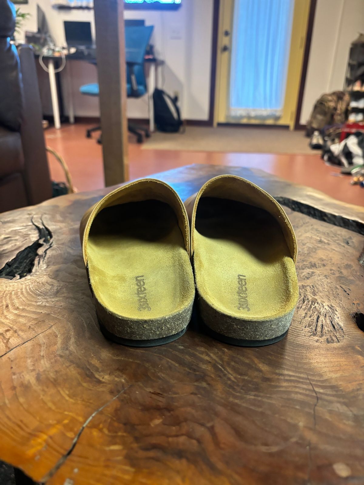 Photo by jacobbingham on October 6, 2025 of the 3sixteen Calf Leather Mules in Natural Calf Leather.