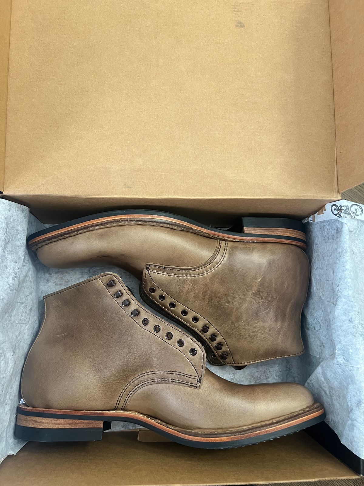 Photo by nolangilo on August 12, 2025 of the White's Stevens (Plain Toe) in Horween Natural Chromexcel.