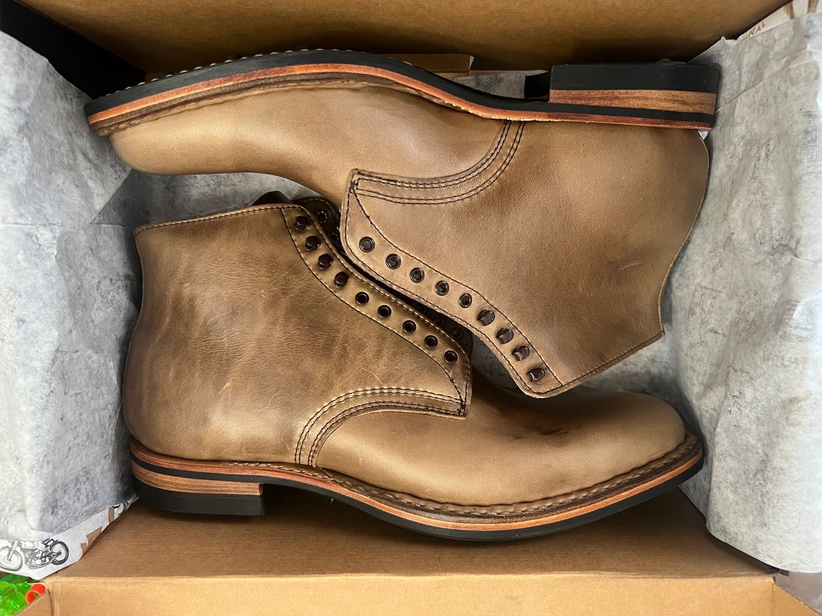 Photo by nolangilo on August 12, 2025 of the White's Stevens (Plain Toe) in Horween Natural Chromexcel.