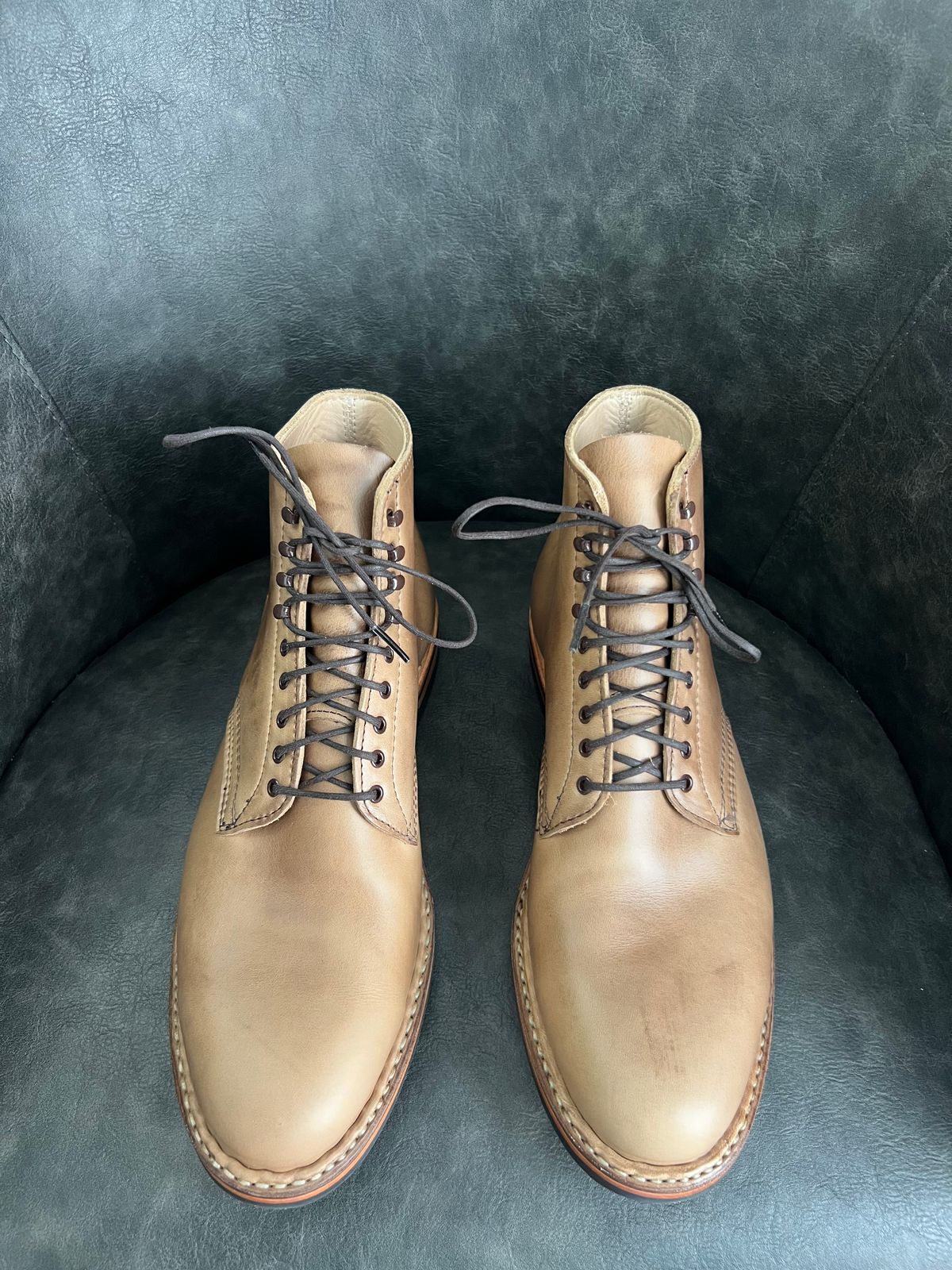 Photo by nolangilo on August 12, 2025 of the White's Stevens (Plain Toe) in Horween Natural Chromexcel.