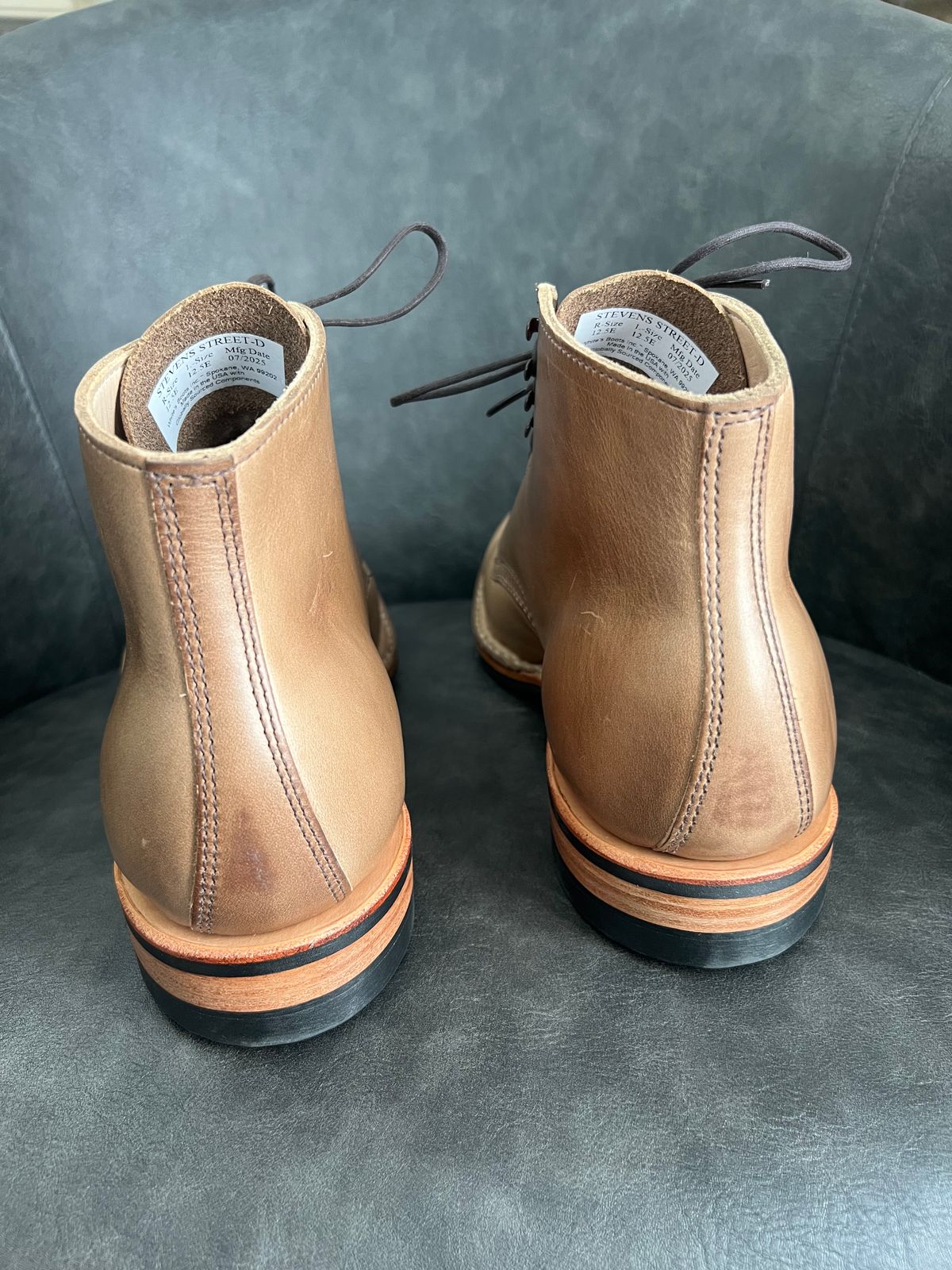 Photo by nolangilo on August 12, 2025 of the White's Stevens (Plain Toe) in Horween Natural Chromexcel.