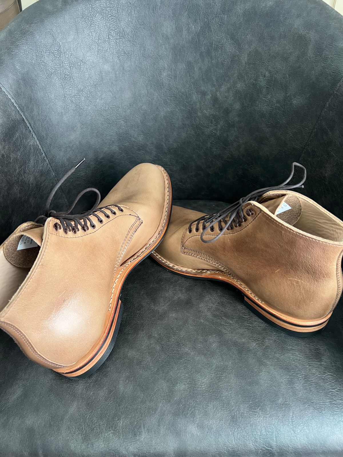 Photo by nolangilo on August 12, 2025 of the White's Stevens (Plain Toe) in Horween Natural Chromexcel.