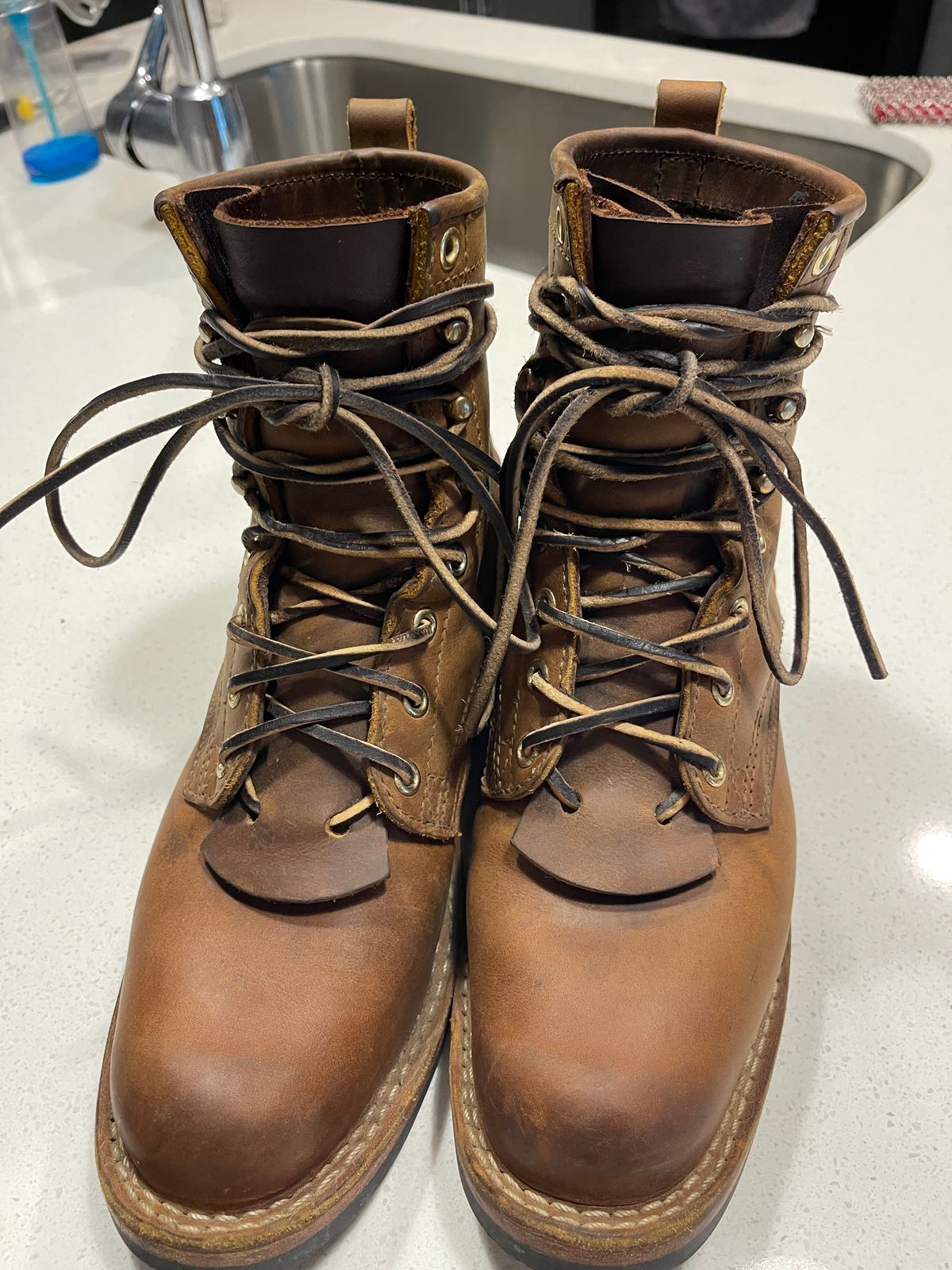 Photo by indigo_flame on September 12, 2024 of the Nicks Robert in Horween Orange Predator.