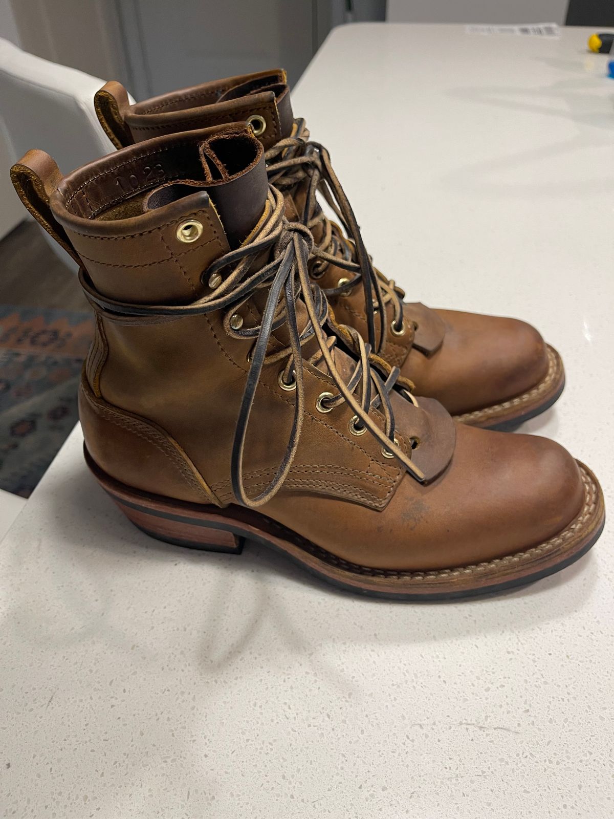 Photo by indigo_flame on September 12, 2024 of the Nicks Robert in Horween Orange Predator.