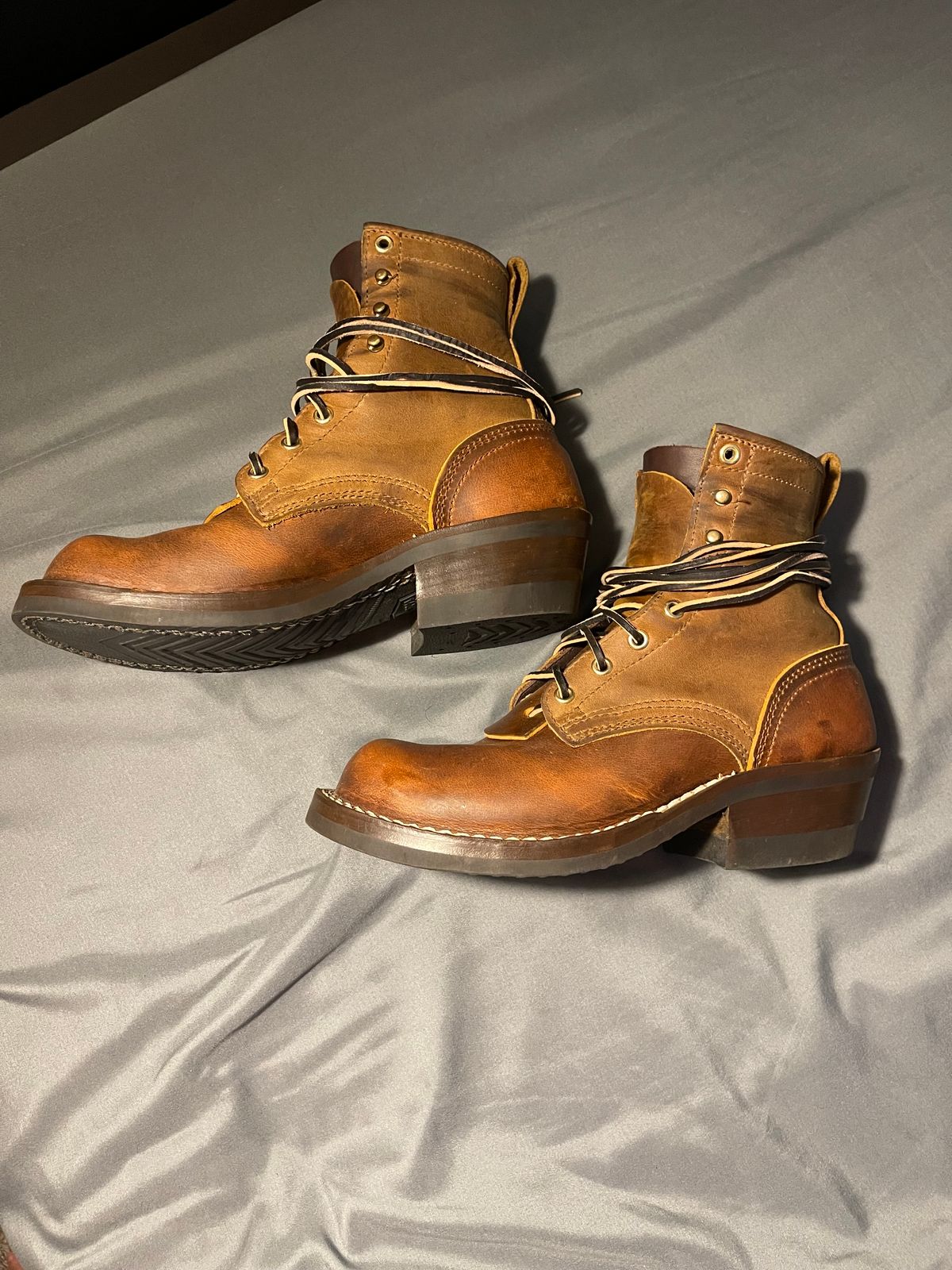 Photo by indigo_flame on February 8, 2025 of the Nicks Robert in Horween Orange Predator.