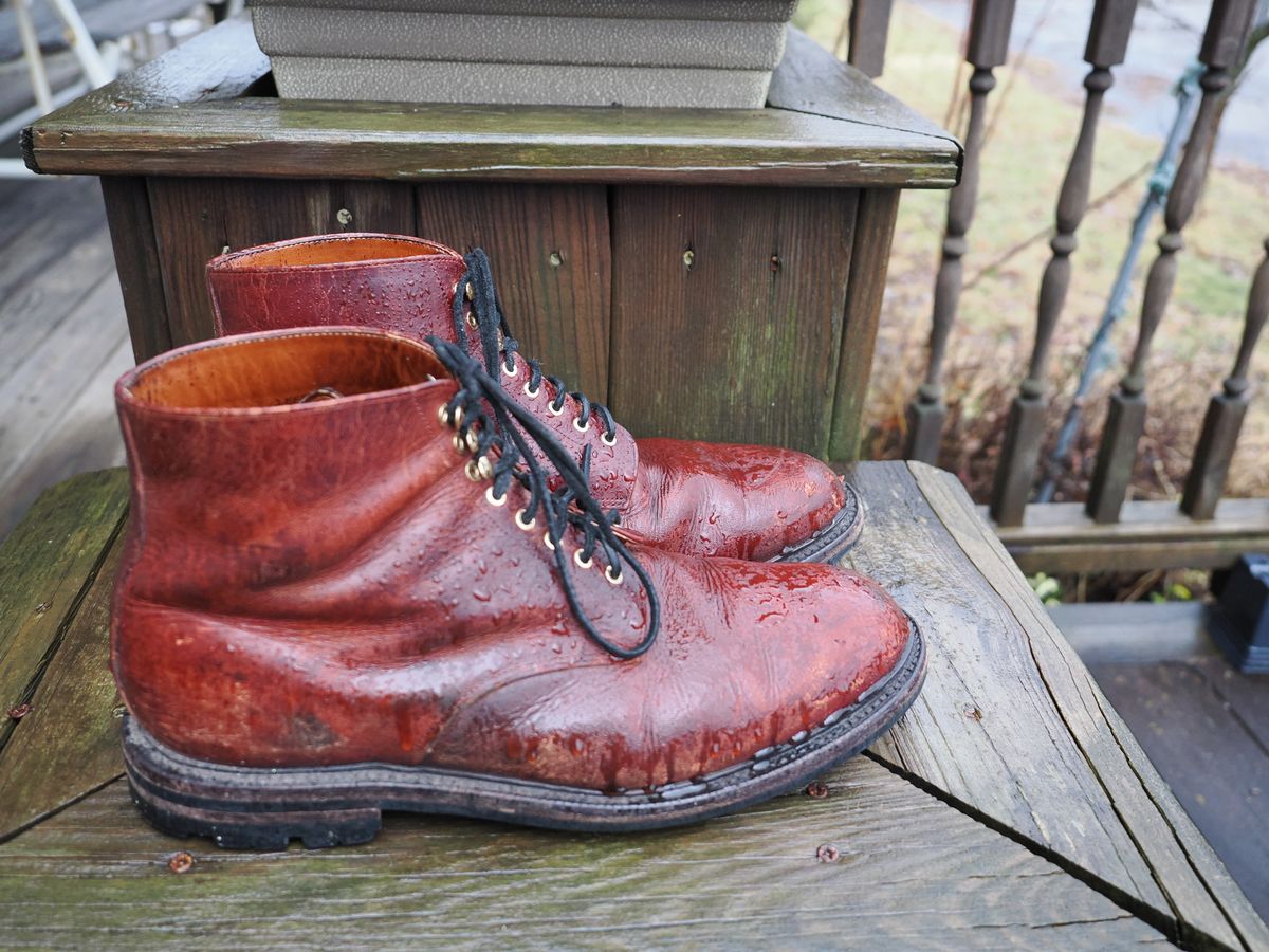 Photo by Darkbluecrew on March 5, 2025 of the Grant Stone Edward Boot in Gallun Red Waxed Deer.