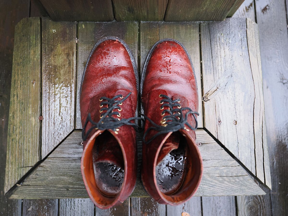 Photo by Darkbluecrew on March 5, 2025 of the Grant Stone Edward Boot in Gallun Red Waxed Deer.