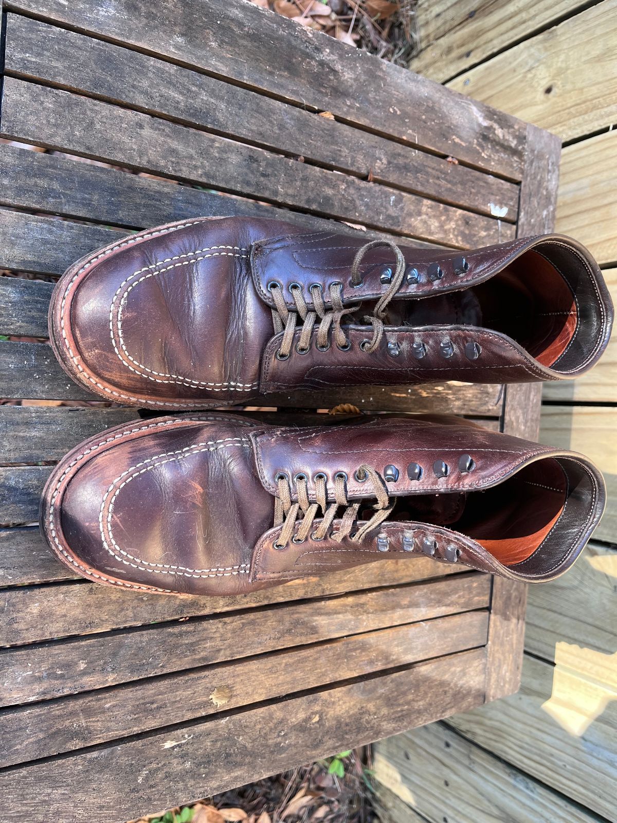 Photo by LordDonnington on December 3, 2025 of the Alden Indy Boot in Horween Brown Chromexcel.