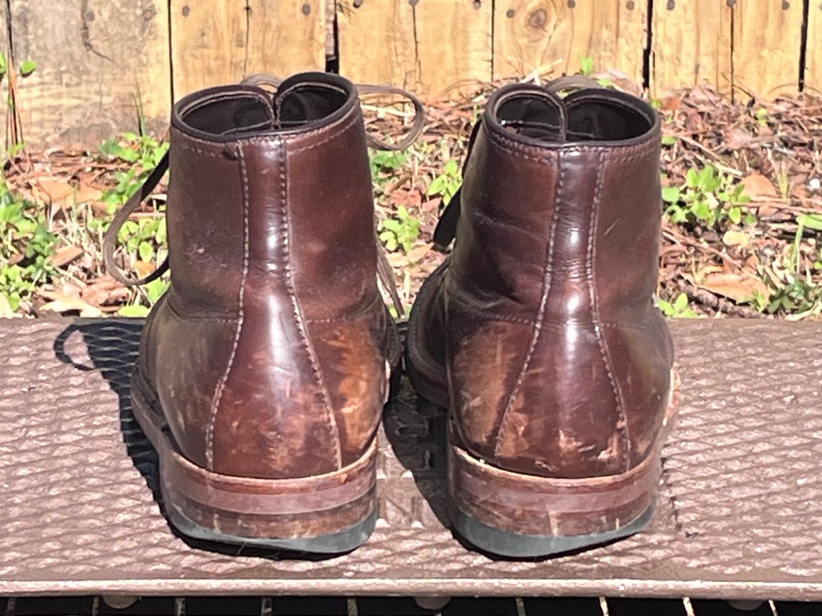Photo by LordDonnington on January 1, 2026 of the Alden Indy Boot in Horween Brown Chromexcel.