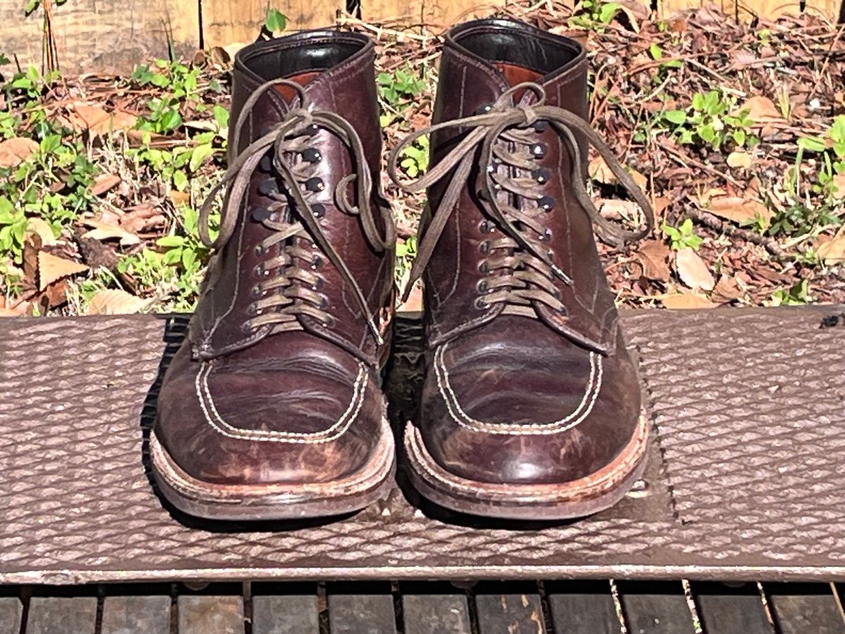 Photo by LordDonnington on January 1, 2026 of the Alden Indy Boot in Horween Brown Chromexcel.