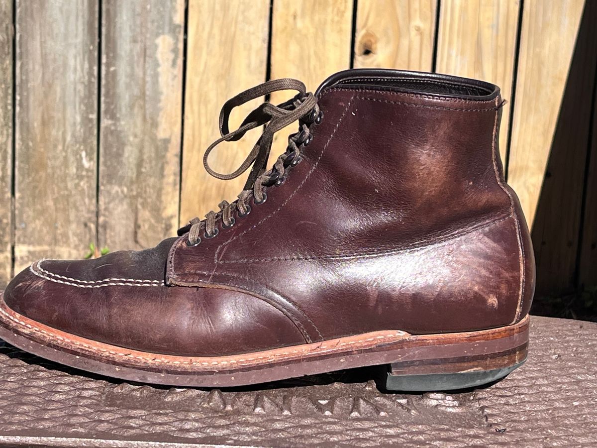 Photo by LordDonnington on January 1, 2026 of the Alden Indy Boot in Horween Brown Chromexcel.