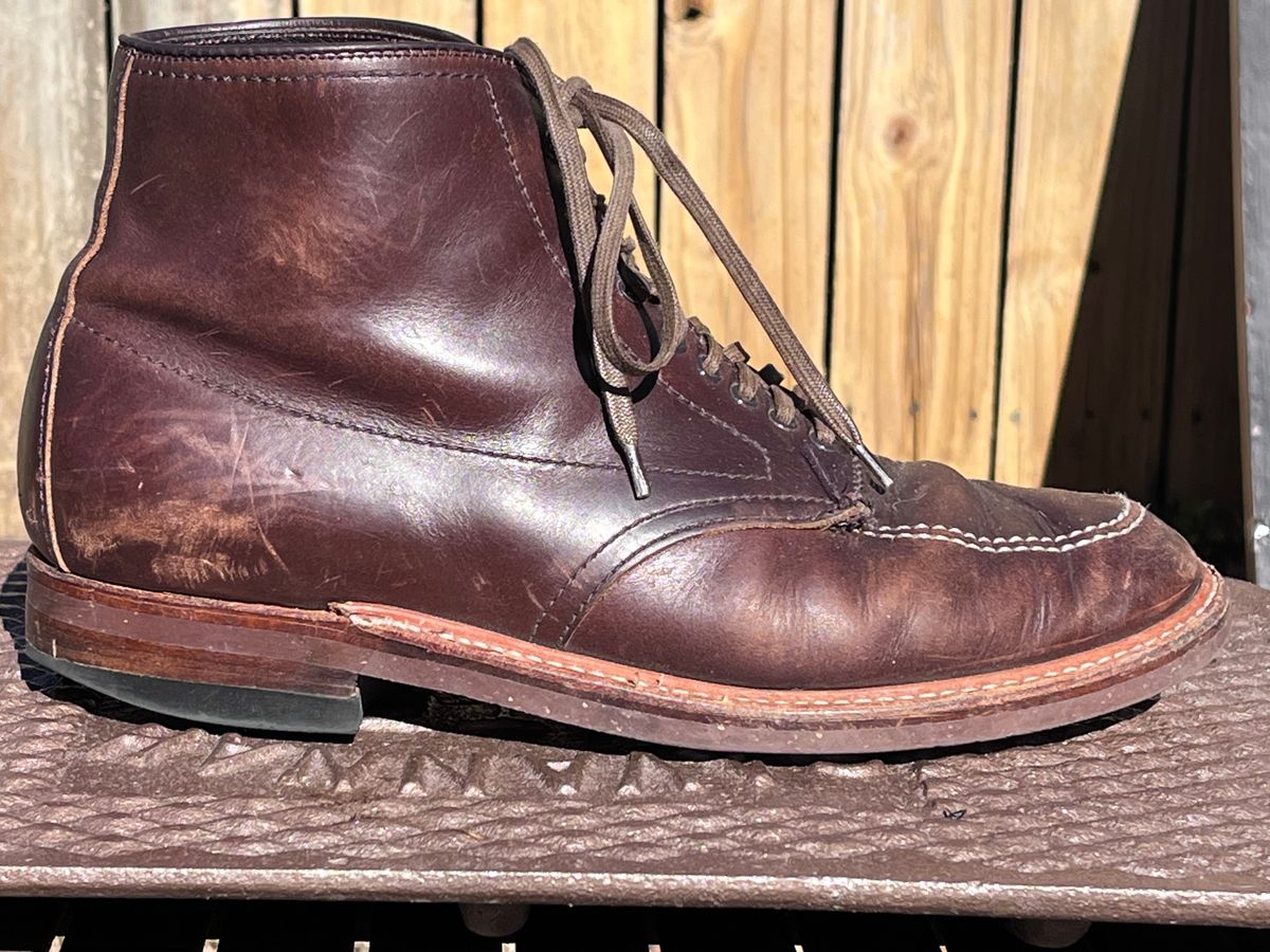 Photo by LordDonnington on January 1, 2026 of the Alden Indy Boot in Horween Brown Chromexcel.