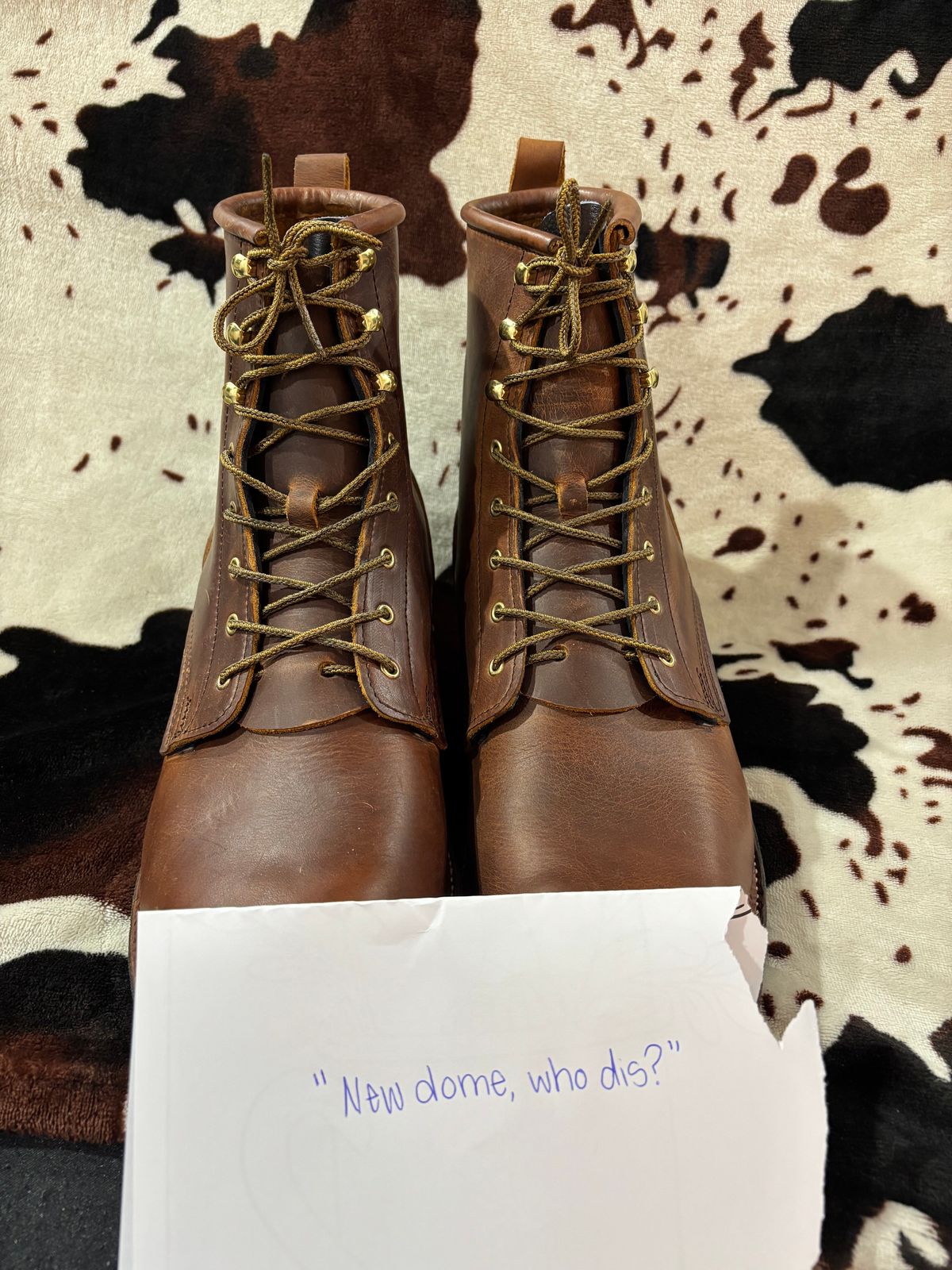 Photo by milezhendricks on October 6, 2025 of the Hubble Creek Boots The Milo in Horween Cognac Predator.