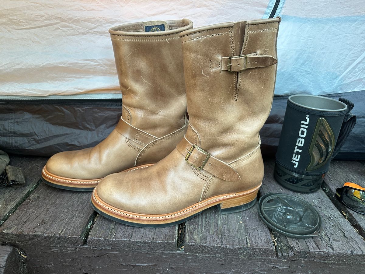 Photo by neognosis on May 30, 2026 of the John Lofgren Wabash Engineer Boots in Horween Natural Chromexcel.