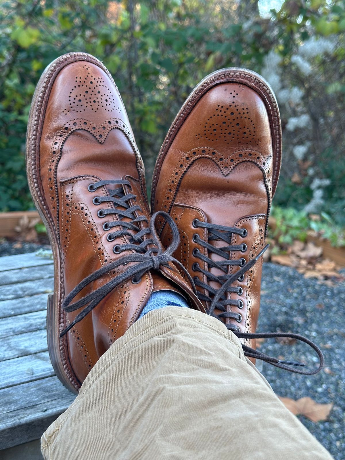 Photo by eschaye on December 5, 2024 of the Alden Short Wing Boot in Dark Tan Calfskin.