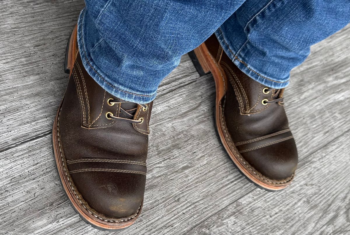 Photo by Weyland on May 14, 2026 of the White's MP-M1TC in Horween Dark Olive Waxed Flesh.