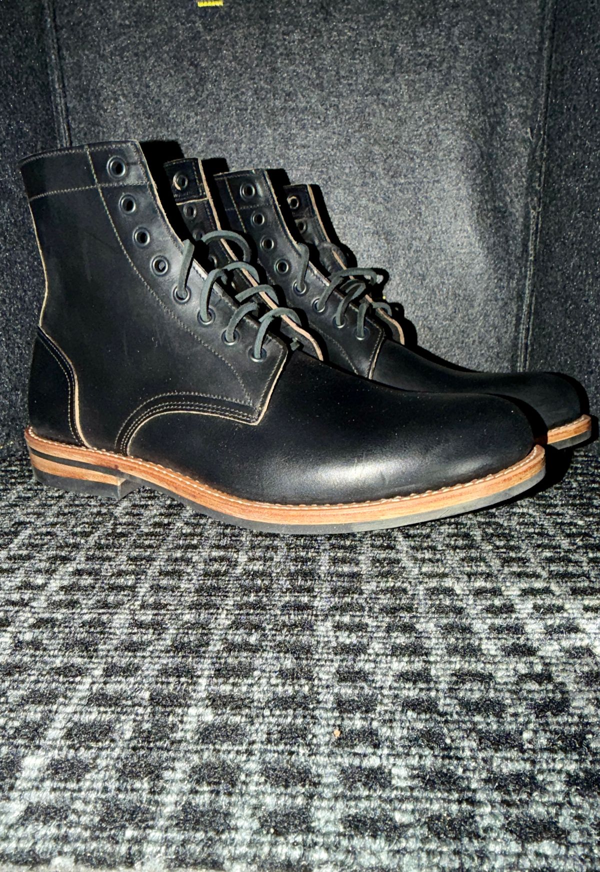 Photo by Michael on December 10, 2025 of the Oak Street Bootmakers Trench Boot in Horween Black Chromexcel.