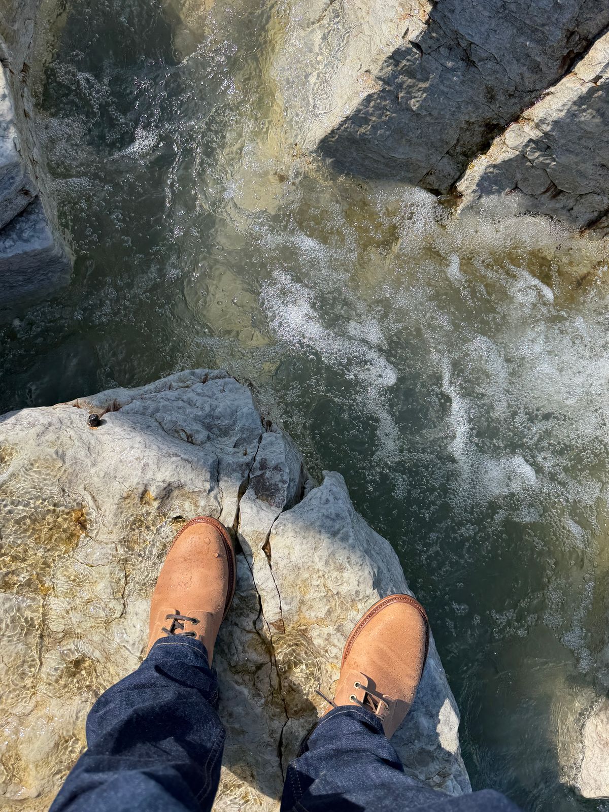 Photo by Michael on April 26, 2026 of the Grant Stone Diesel Boot in C.F. Stead Natural Waxy Commander Suede.