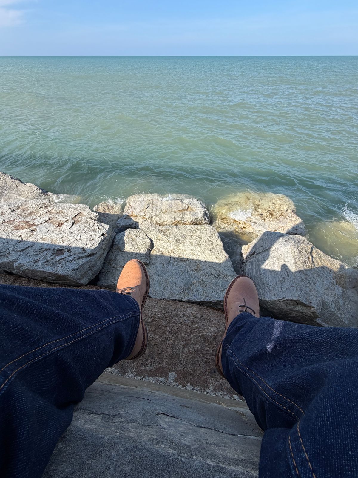 Photo by Michael on April 26, 2026 of the Grant Stone Diesel Boot in C.F. Stead Natural Waxy Commander Suede.