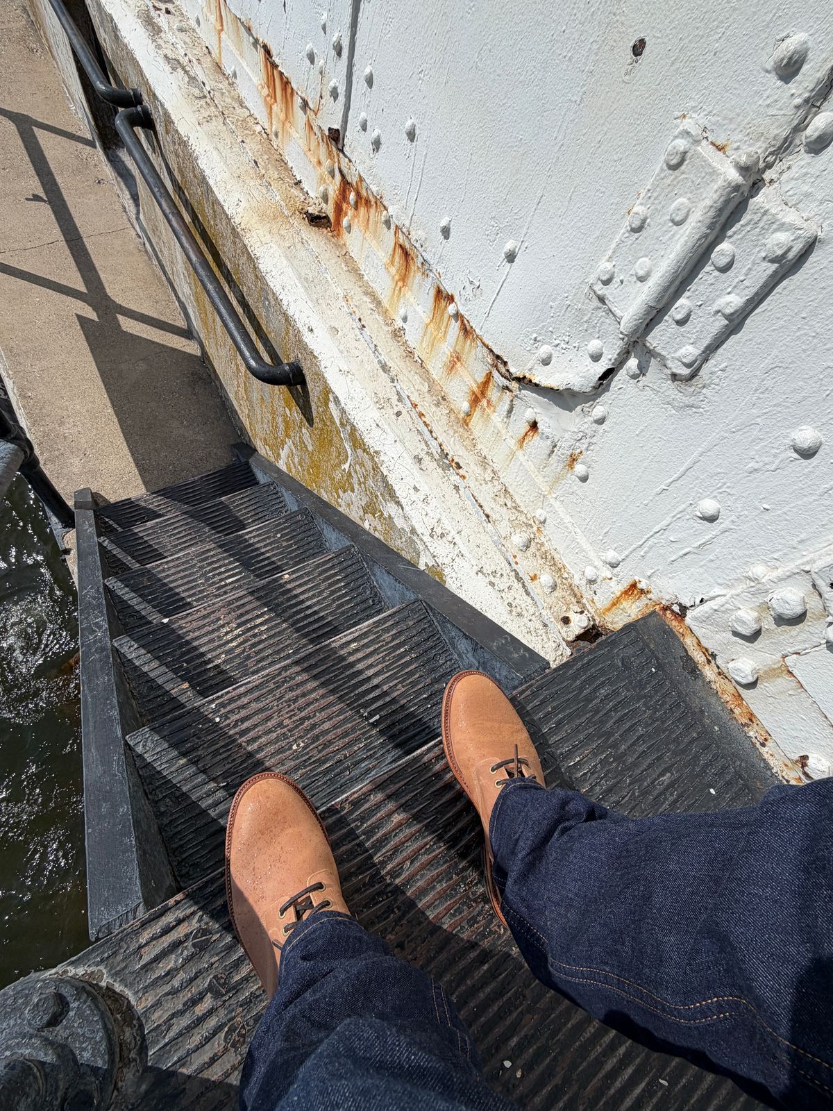 Photo by Michael on April 26, 2026 of the Grant Stone Diesel Boot in C.F. Stead Natural Waxy Commander Suede.