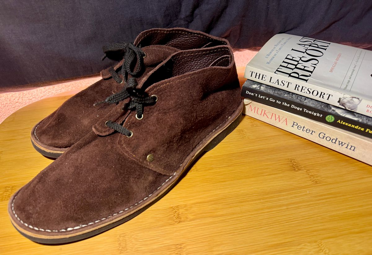Photo by Michael on February 11, 2025 of the Schier Shoes Velskoen-Chocolate Brown in African Leather Creations Kudu Rough-out.