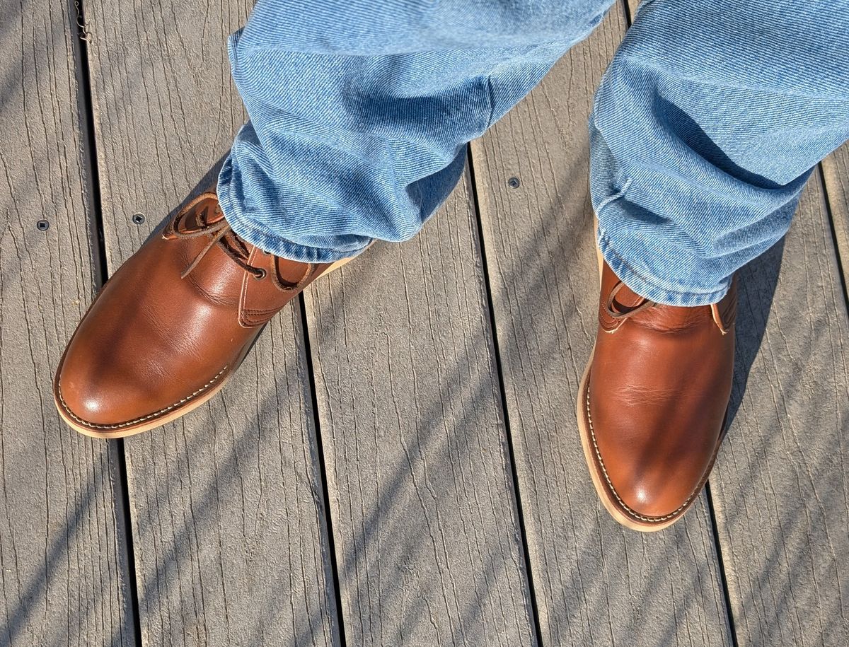 Photo by BootsInBK on April 9, 2026 of the Red Wing 595 Traction Tred Work Chukka in Red Wing /S.B. Foot Brown Norseman.