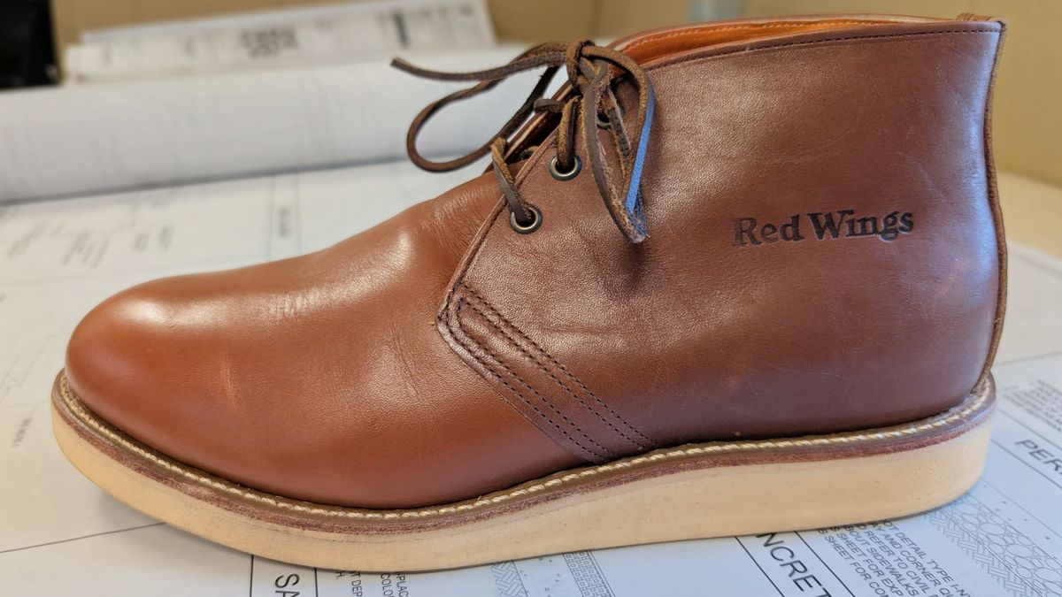 Photo by BootsInBK on April 14, 2026 of the Red Wing 595 Traction Tred Work Chukka in Red Wing /S.B. Foot Brown Norseman.